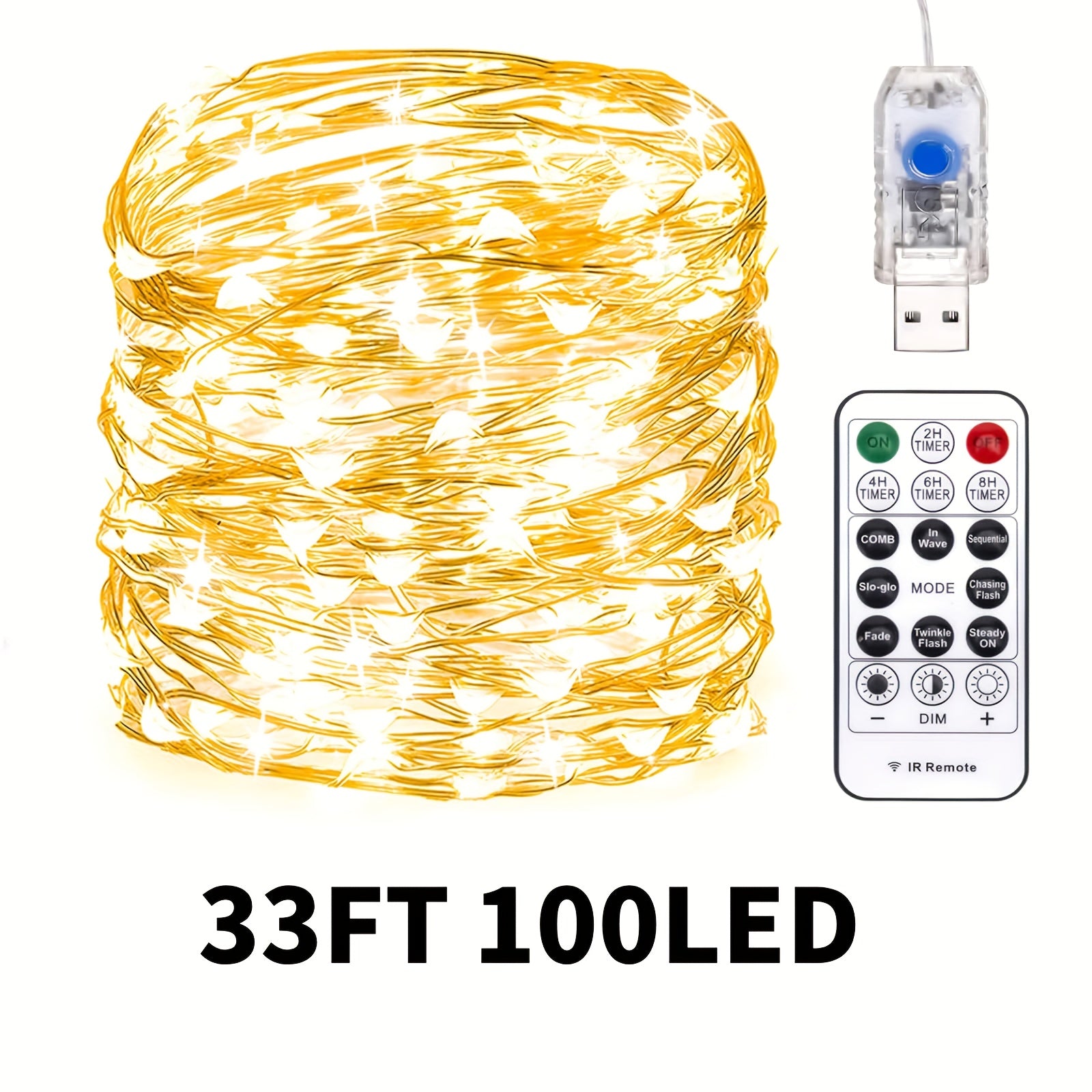 33/66ft Fairy Lights 100/200 LED USB Twinkle String Lights Waterproof for Mother's Day