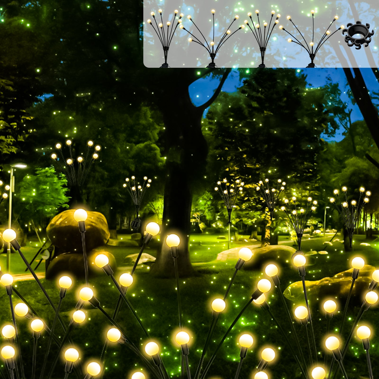 2/4 Pack Solar Garden Lights - New Upgraded Solar Swaying Light Solar