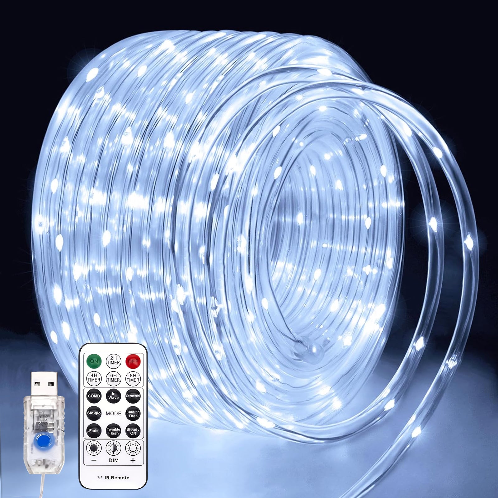 Rope Lights Outdoor, 33/39 FT String Lights with Plug, 100/120 LED Twinkle String Lights