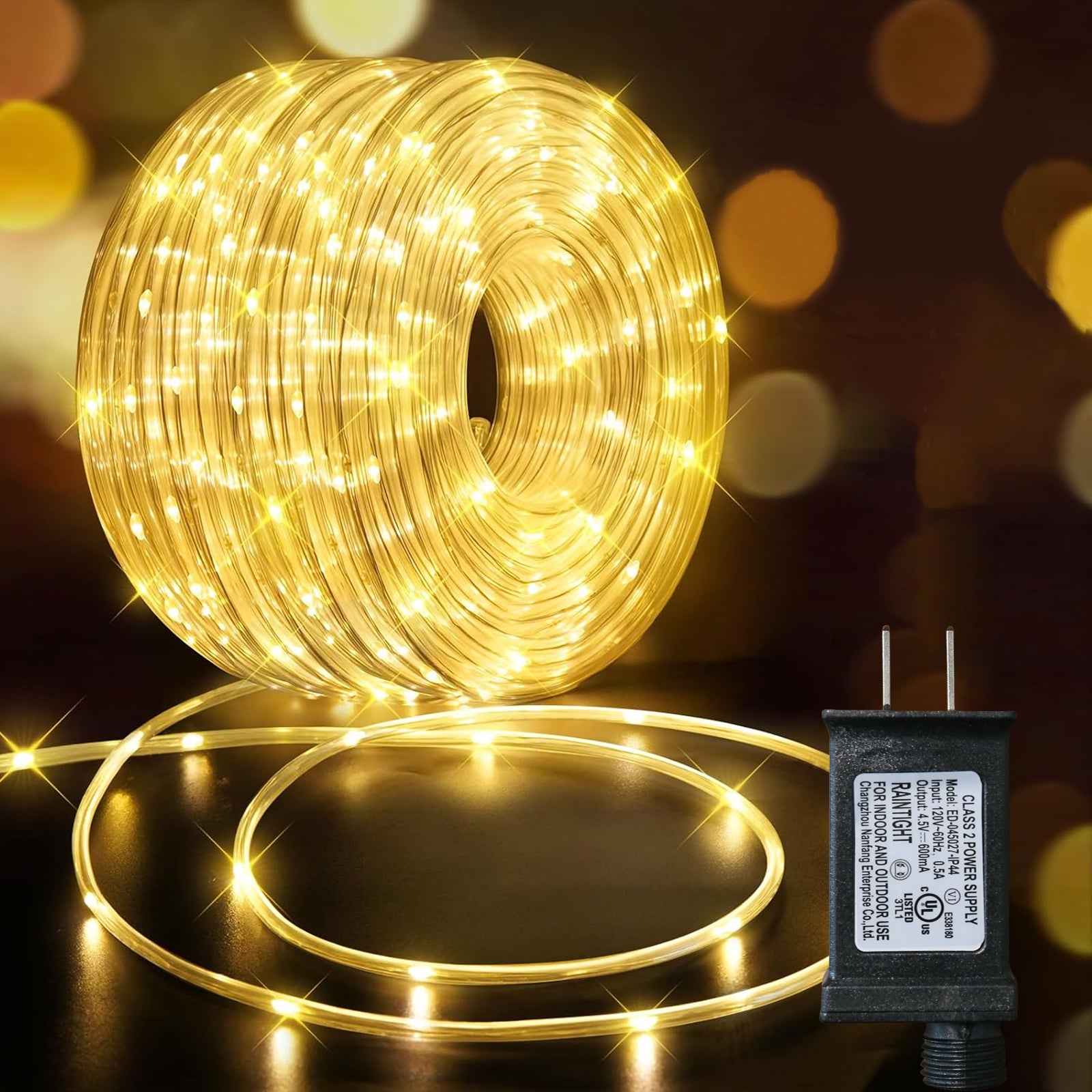 Rope Lights Outdoor, 66FT 200 LED Rope Lights with Waterproof 8 Modes for Outside Garden