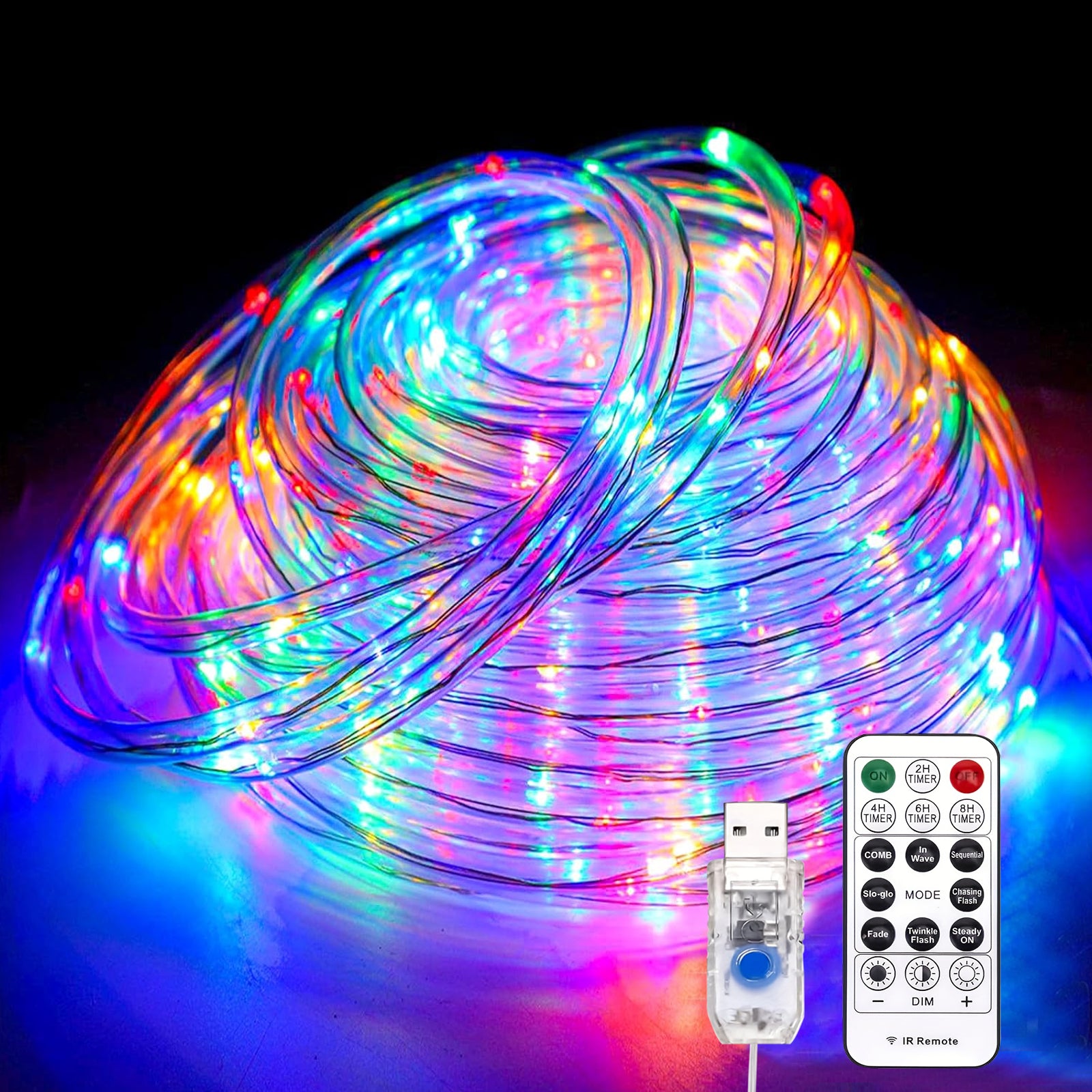 Rope Lights Outdoor, 33/39 FT String Lights with Plug, 100/120 LED Twinkle String Lights