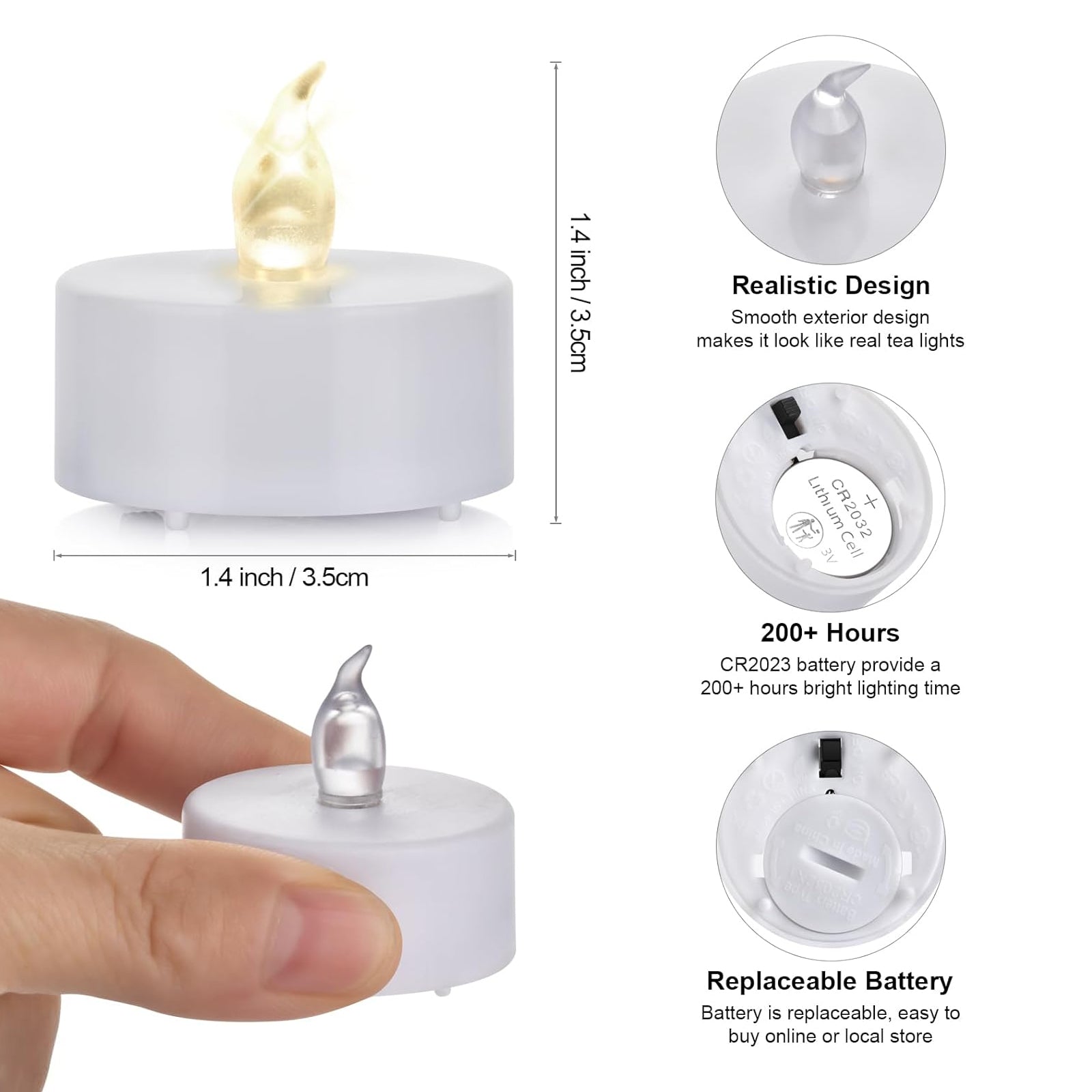 30-Pack Flameless LED Tea Lights Candles Battery Operated for Votive, Aniversary