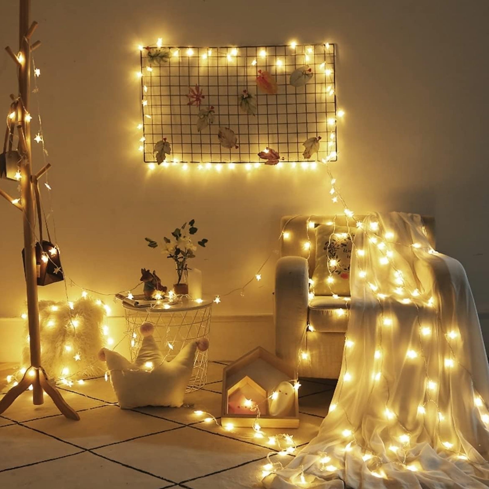 Star String Lights Battery Operated - 25 ft 50 LED Star Fairy String Lights with Remote