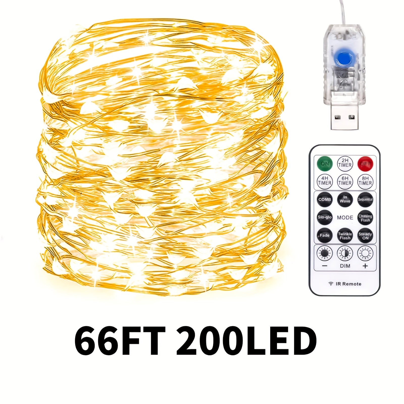 33/66ft Fairy Lights 100/200 LED USB Twinkle String Lights Waterproof for Mother's Day