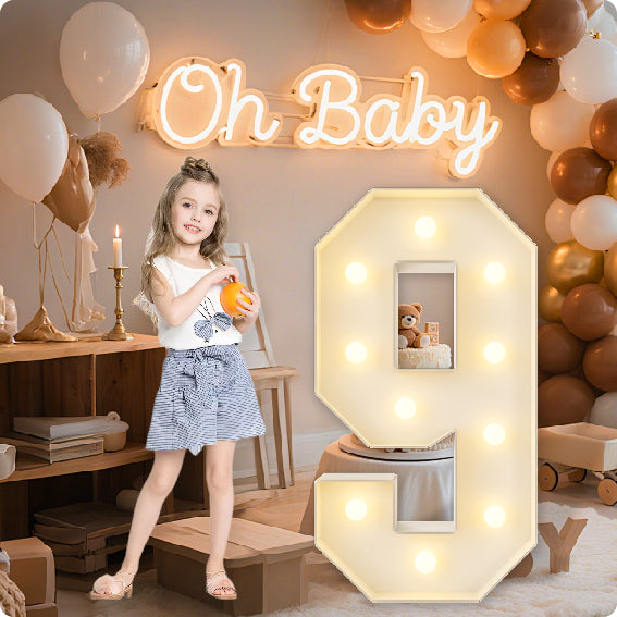 HXWEIYE Big Light Up Letters A,3FT Large Marquee Letters with lights, Mosaic Balloon Frame, Giant Baby Letter for baby shower Birthday Graduation Engagement Party Wedding Christmas Decor (Warm White)