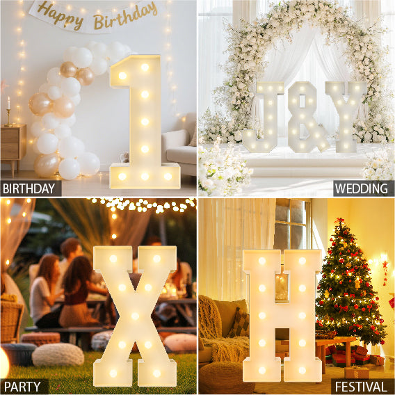 HXWEIYE Big Light Up Letters A,3FT Large Marquee Letters with lights, Mosaic Balloon Frame, Giant Baby Letter for baby shower Birthday Graduation Engagement Party Wedding Christmas Decor (Warm White)
