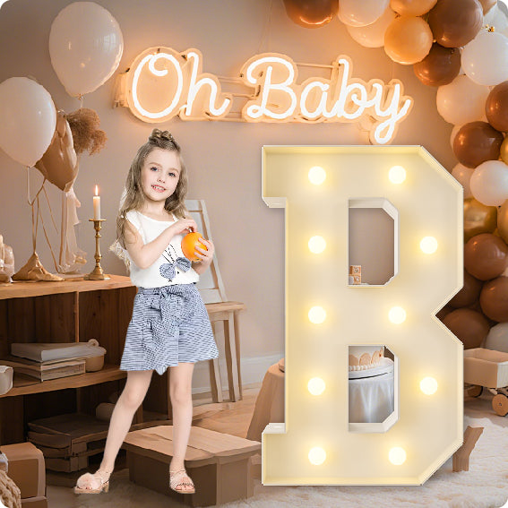 HXWEIYE Big Light Up Letters A,3FT Large Marquee Letters with lights, Mosaic Balloon Frame, Giant Baby Letter for baby shower Birthday Graduation Engagement Party Wedding Christmas Decor (Warm White)