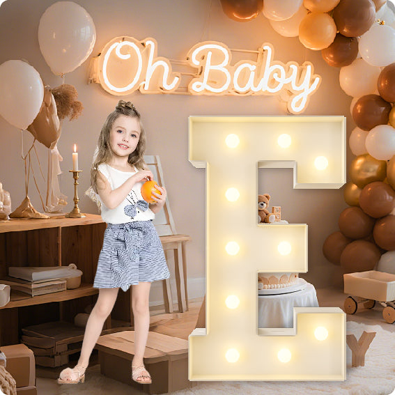 HXWEIYE Big Light Up Letters A,3FT Large Marquee Letters with lights, Mosaic Balloon Frame, Giant Baby Letter for baby shower Birthday Graduation Engagement Party Wedding Christmas Decor (Warm White)