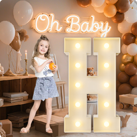 HXWEIYE Big Light Up Letters A,3FT Large Marquee Letters with lights, Mosaic Balloon Frame, Giant Baby Letter for baby shower Birthday Graduation Engagement Party Wedding Christmas Decor (Warm White)