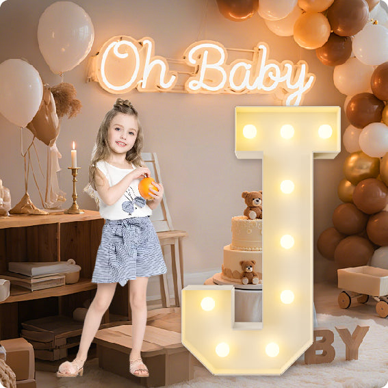 HXWEIYE Big Light Up Letters A,3FT Large Marquee Letters with lights, Mosaic Balloon Frame, Giant Baby Letter for baby shower Birthday Graduation Engagement Party Wedding Christmas Decor (Warm White)