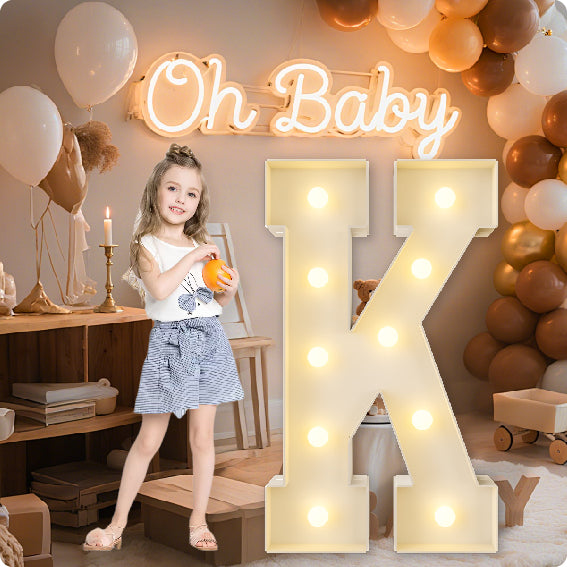 HXWEIYE Big Light Up Letters A,3FT Large Marquee Letters with lights, Mosaic Balloon Frame, Giant Baby Letter for baby shower Birthday Graduation Engagement Party Wedding Christmas Decor (Warm White)