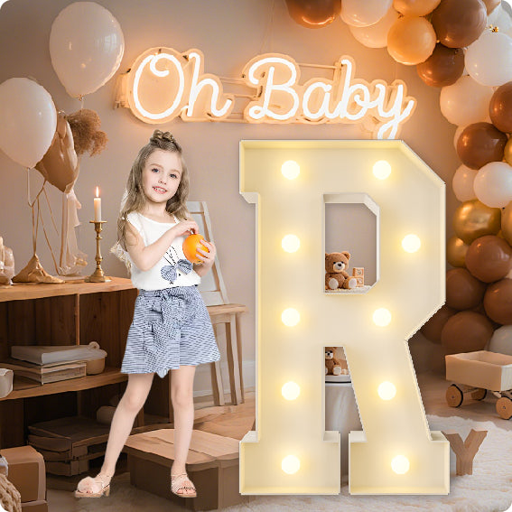 HXWEIYE Big Light Up Letters A,3FT Large Marquee Letters with lights, Mosaic Balloon Frame, Giant Baby Letter for baby shower Birthday Graduation Engagement Party Wedding Christmas Decor (Warm White)
