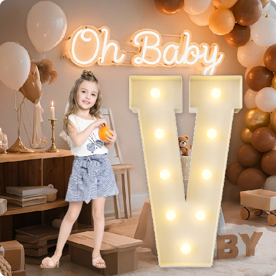 HXWEIYE Big Light Up Letters A,3FT Large Marquee Letters with lights, Mosaic Balloon Frame, Giant Baby Letter for baby shower Birthday Graduation Engagement Party Wedding Christmas Decor (Warm White)
