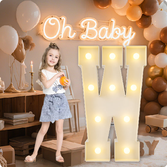 HXWEIYE Big Light Up Letters A,3FT Large Marquee Letters with lights, Mosaic Balloon Frame, Giant Baby Letter for baby shower Birthday Graduation Engagement Party Wedding Christmas Decor (Warm White)
