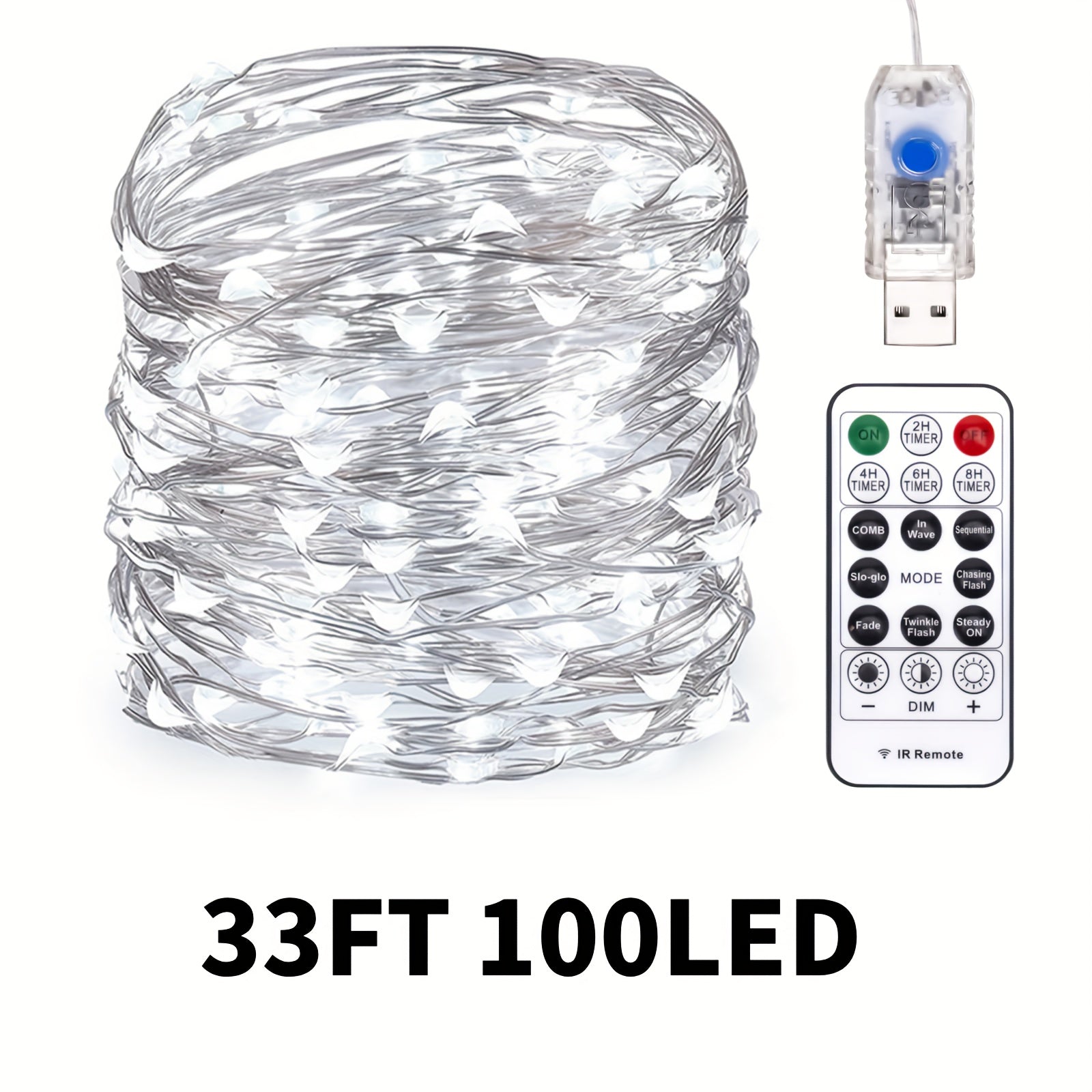 33/66ft Fairy Lights 100/200 LED USB Twinkle String Lights Waterproof for Mother's Day