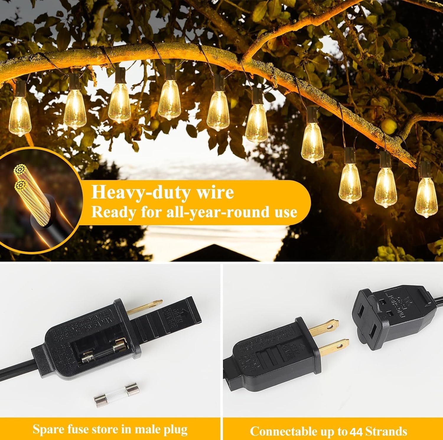 50FT LED Outdoor String Lights