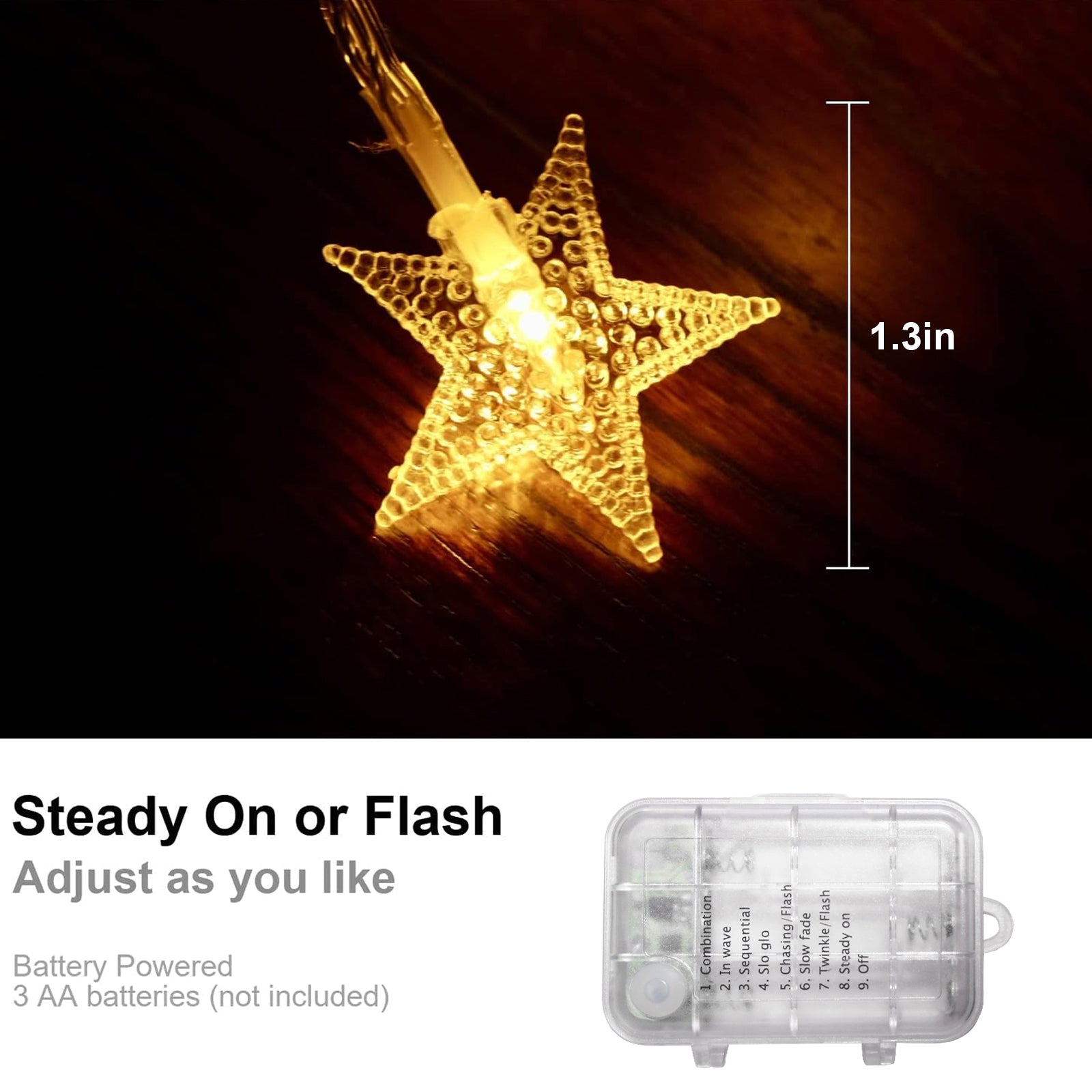 Star String Lights Battery Operated - 25 ft 50 LED Star Fairy String Lights with Remote
