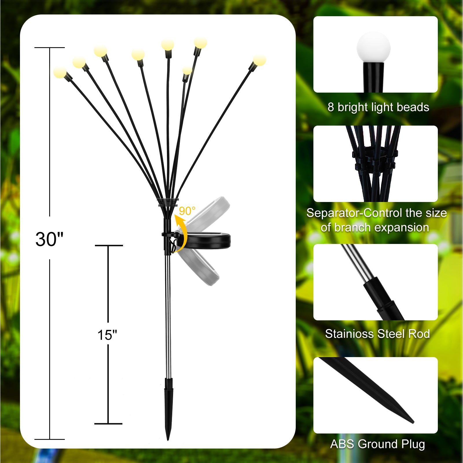 2/4 Pack Solar Garden Lights - New Upgraded Solar Swaying Light Solar