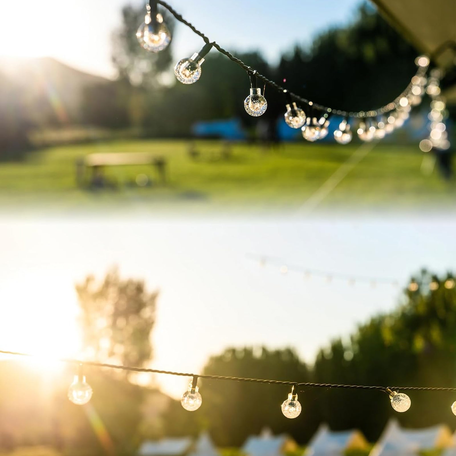 Solar String Lights Outdooryst 50LED 25FT Cral Globe Lights for Garden Yard Decor