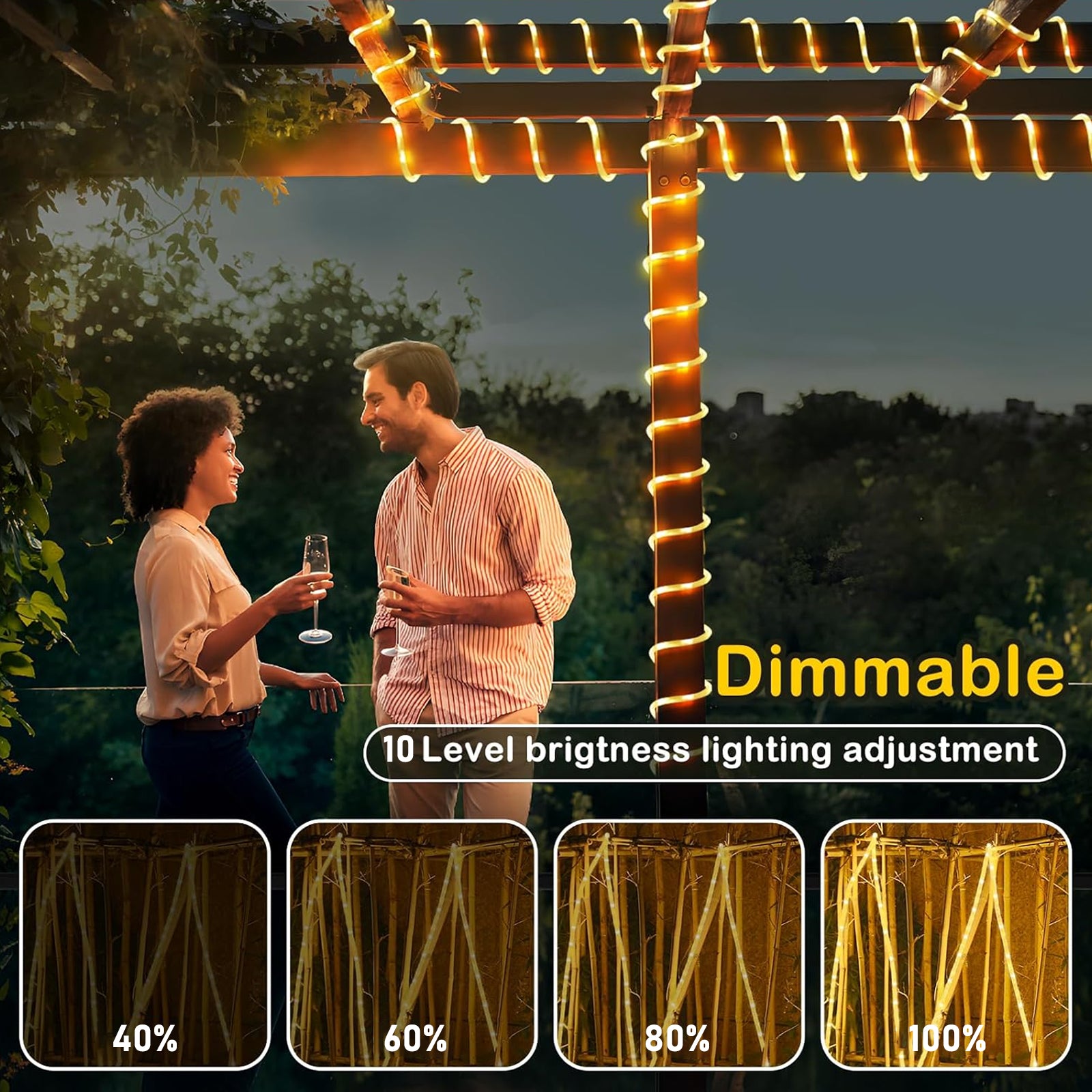 Rope Lights Outdoor, 33/39 FT String Lights with Plug, 100/120 LED Twinkle String Lights