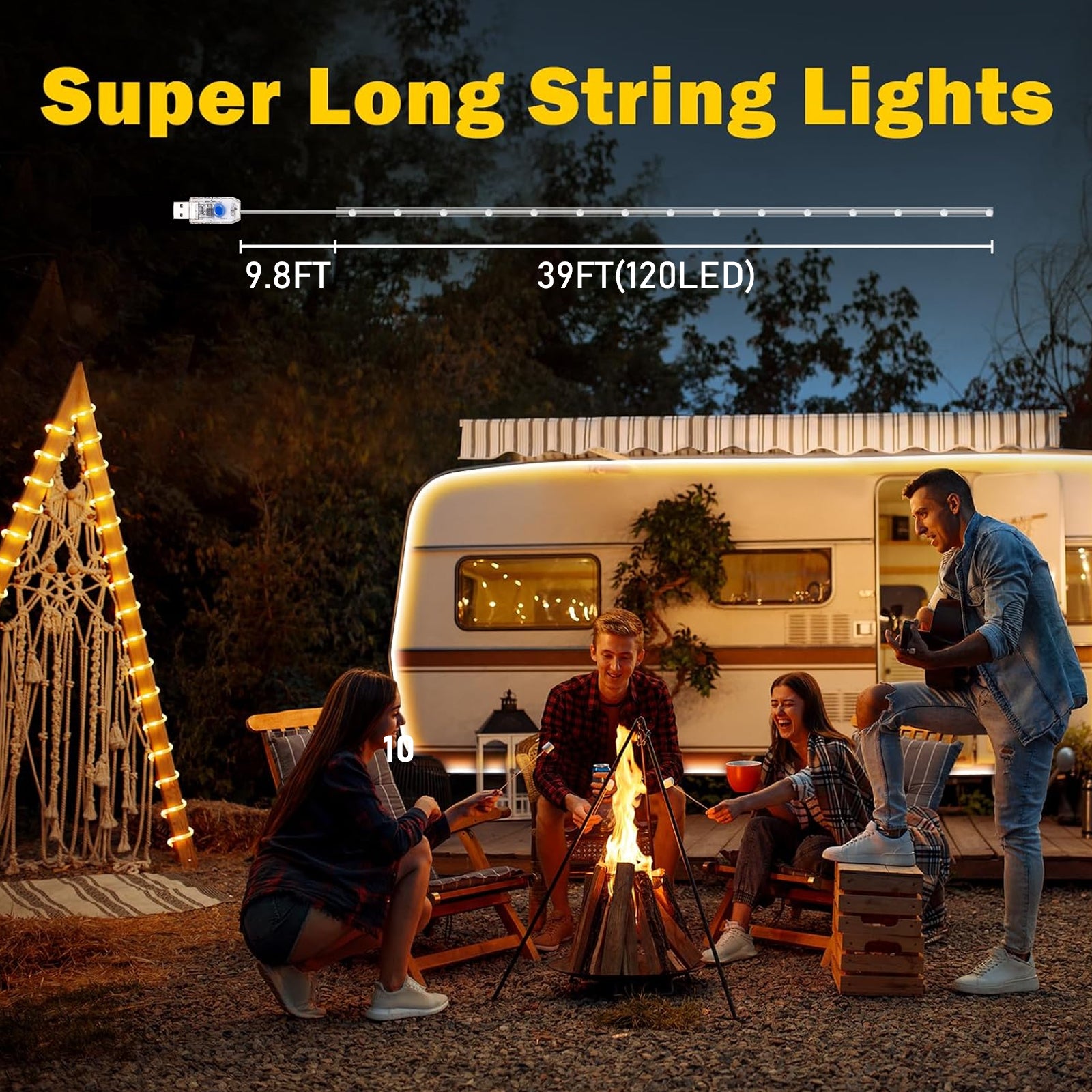 Rope Lights Outdoor, 33/39 FT String Lights with Plug, 100/120 LED Twinkle String Lights