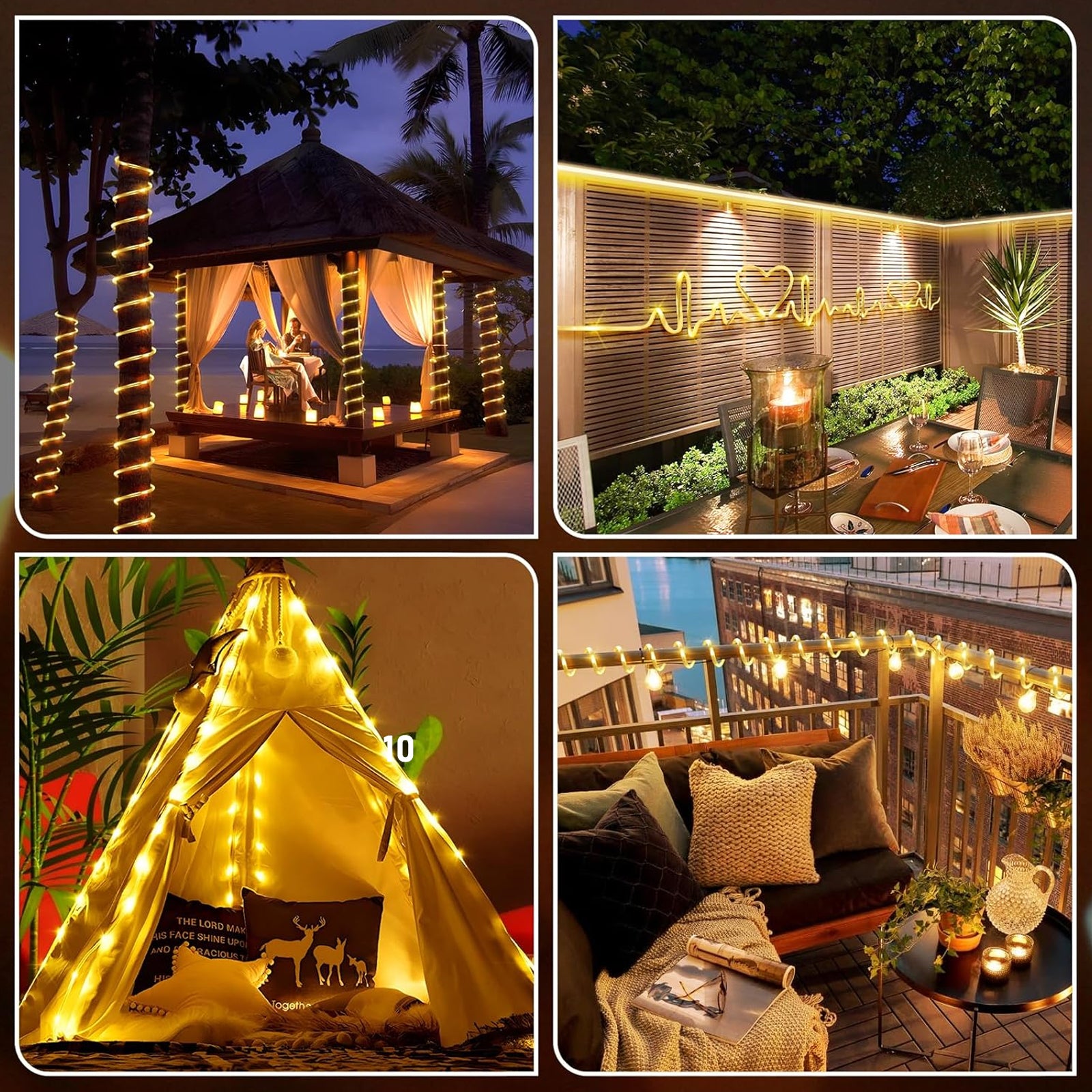 Rope Lights Outdoor, 33/39 FT String Lights with Plug, 100/120 LED Twinkle String Lights