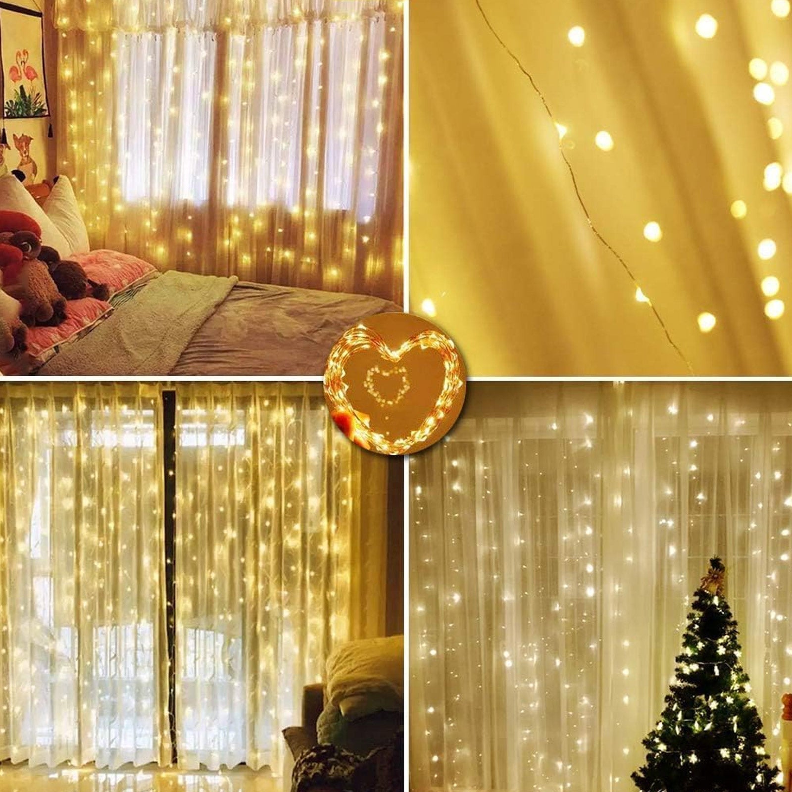 600LED Fairy Curtain Lights, 9.8x19.6Ft Warm White USB Plug with Remote for Bedroom