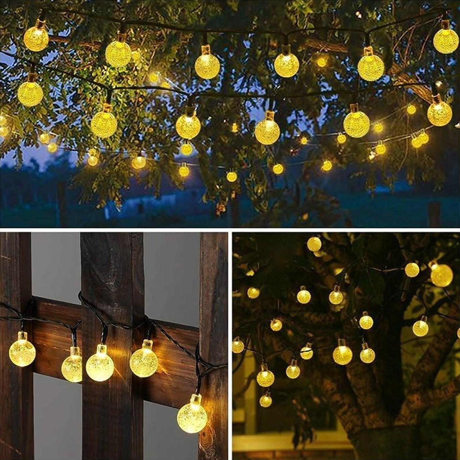 Solar String Lights Outdooryst 50LED 25FT Cral Globe Lights for Garden Yard Decor