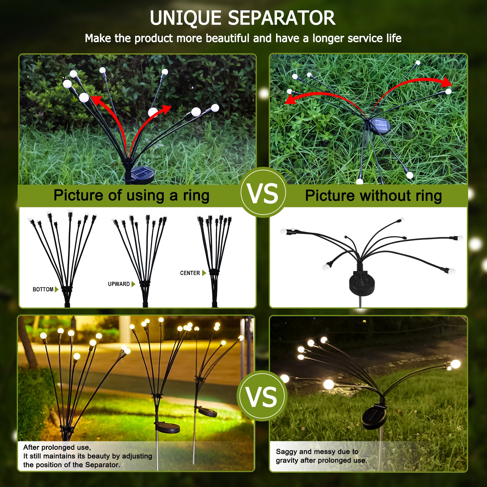 2/4 Pack Solar Garden Lights - New Upgraded Solar Swaying Light Solar