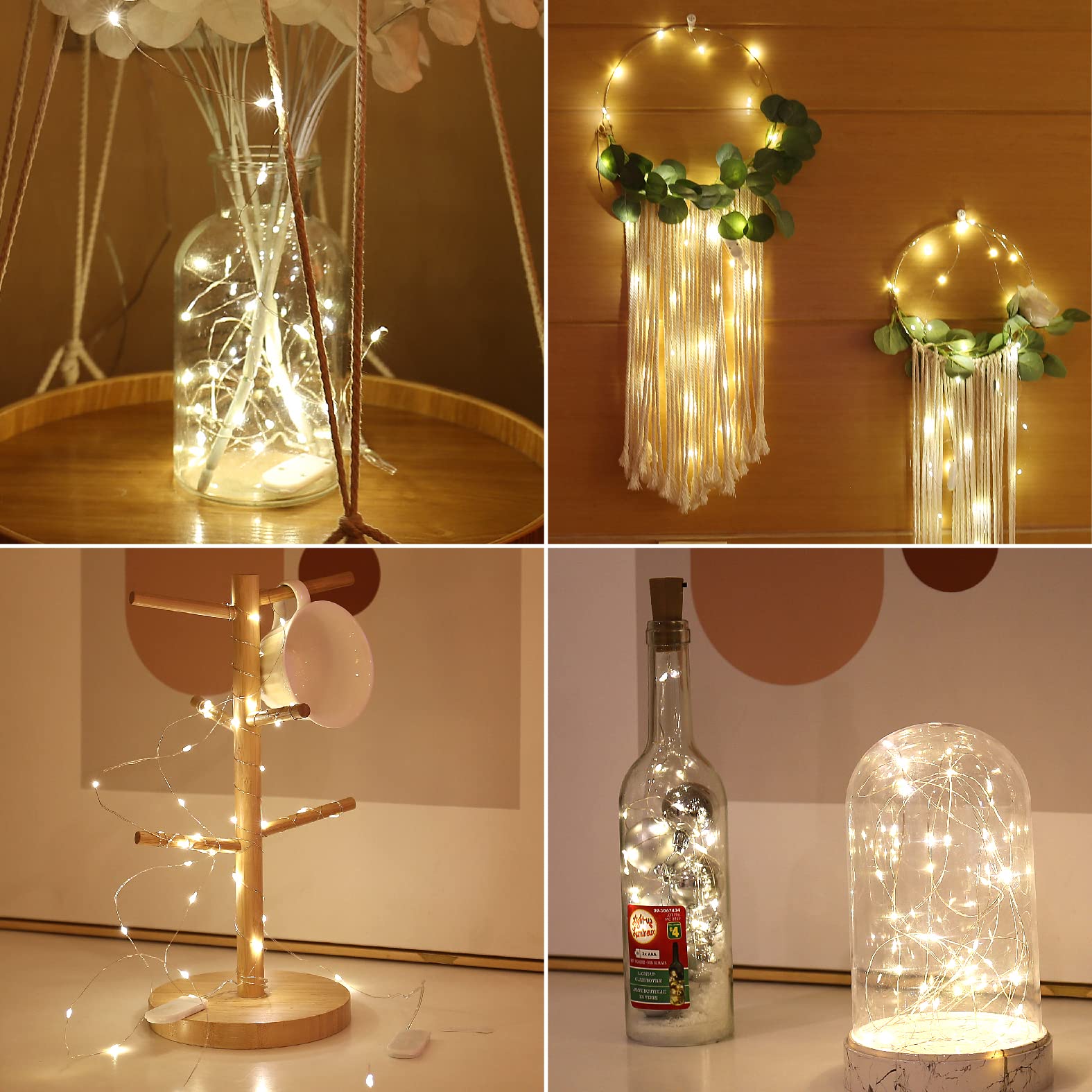 (4 Colors) 12 Pack Fairy Lights 7ft 20LED Mini Firefly Starry Lights