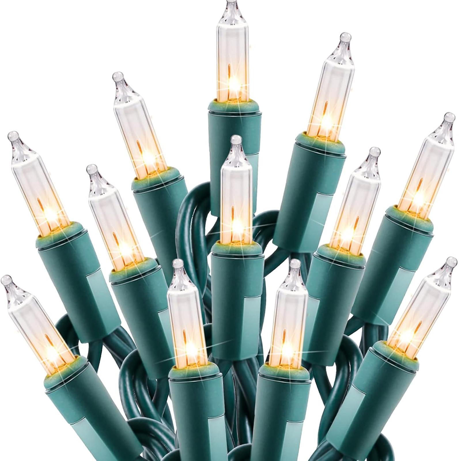 100 Led Christmas Lights 25ft Green Wire