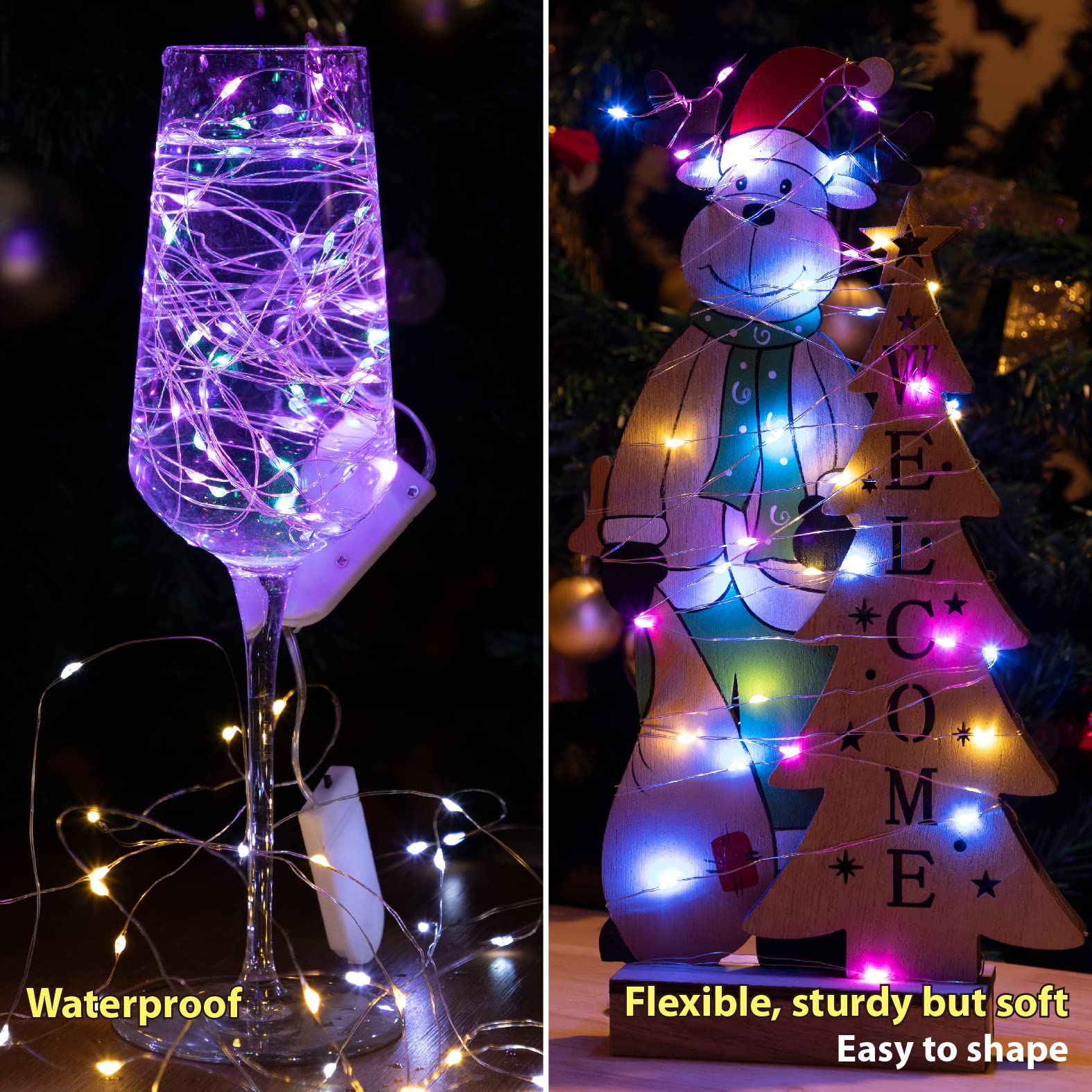 (4 Colors) 12 Pack Fairy Lights 7ft 20LED Mini Firefly Starry Lights