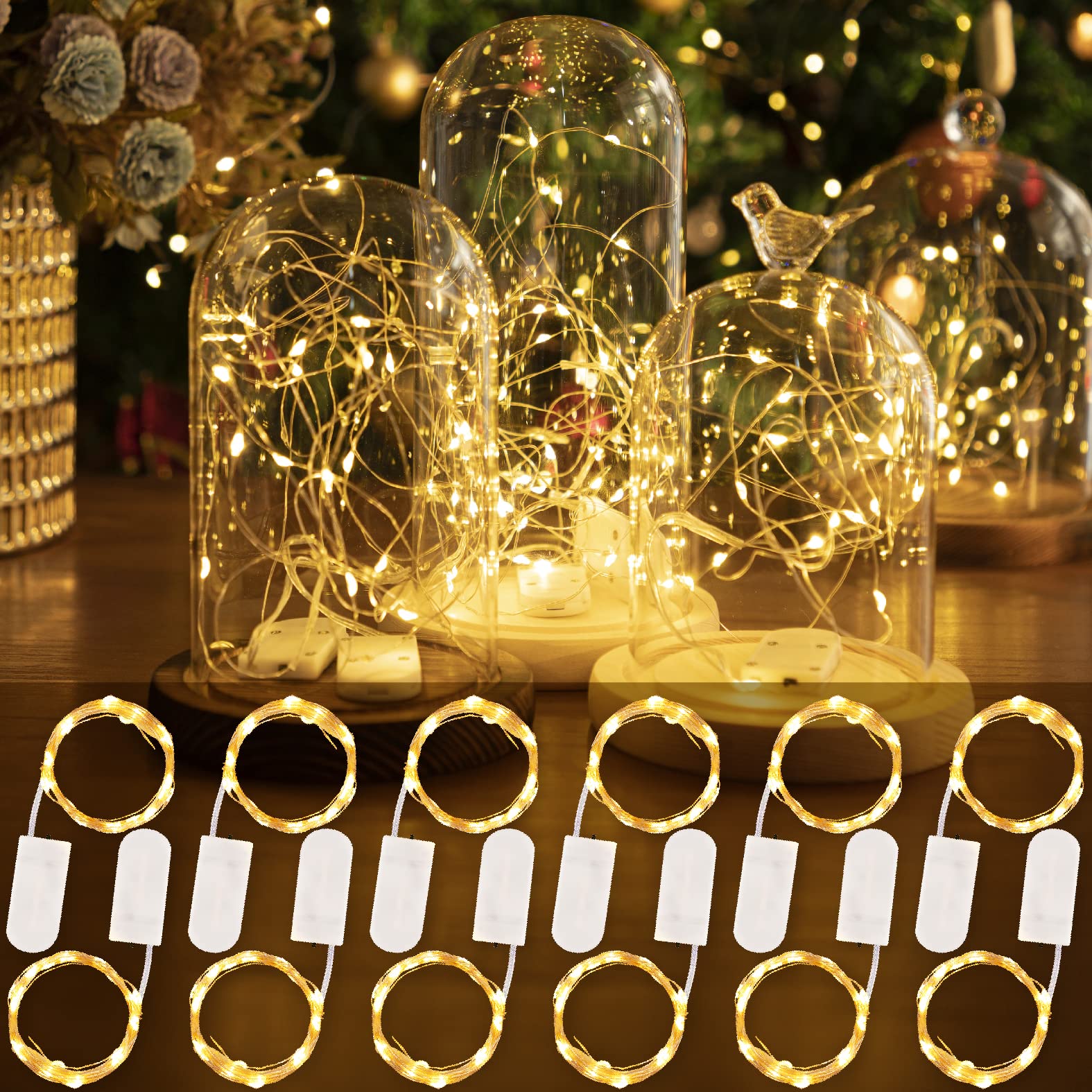 (4 Colors) 12 Pack Fairy Lights 7ft 20LED Mini Firefly Starry Lights