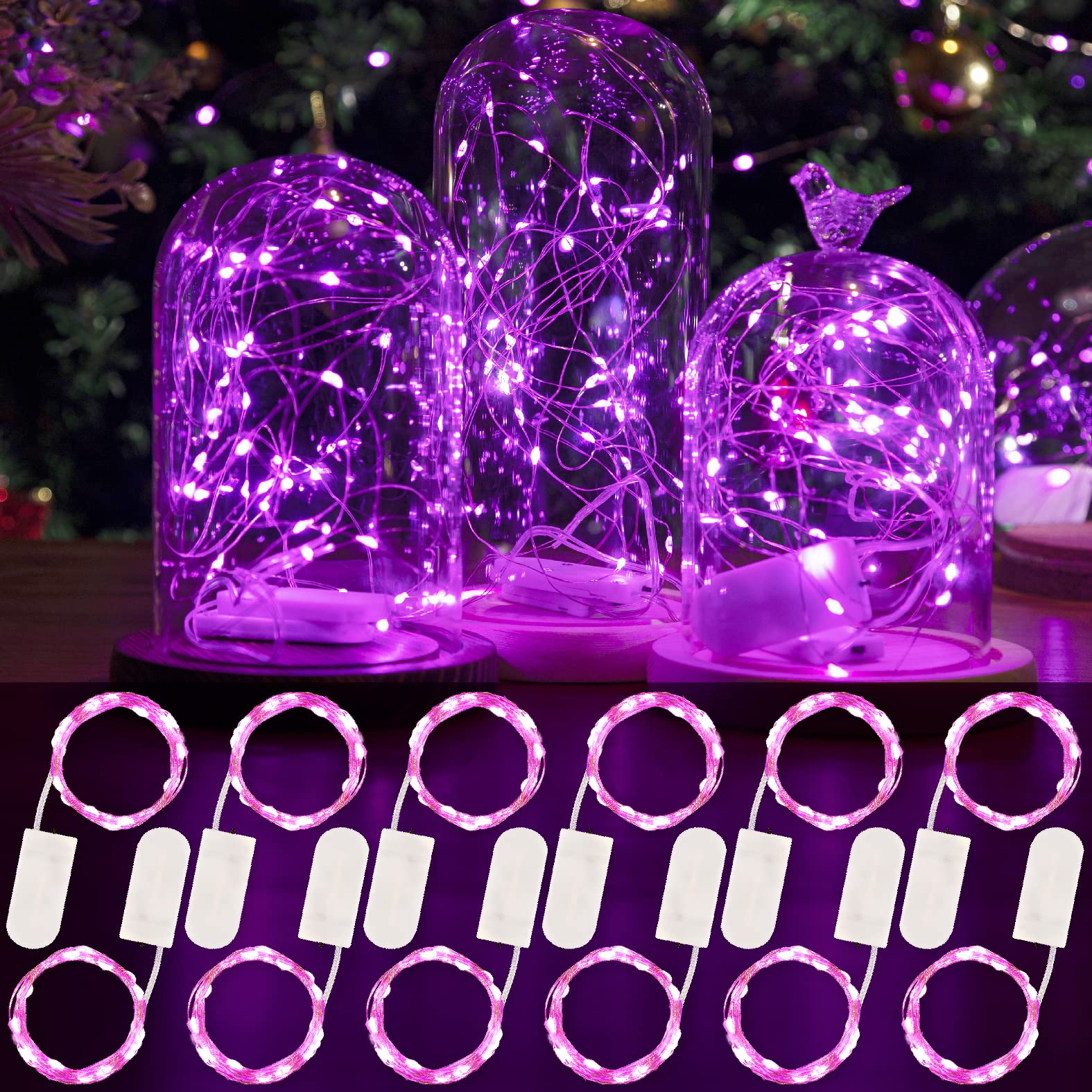 (4 Colors) 12 Pack Fairy Lights 7ft 20LED Mini Firefly Starry Lights