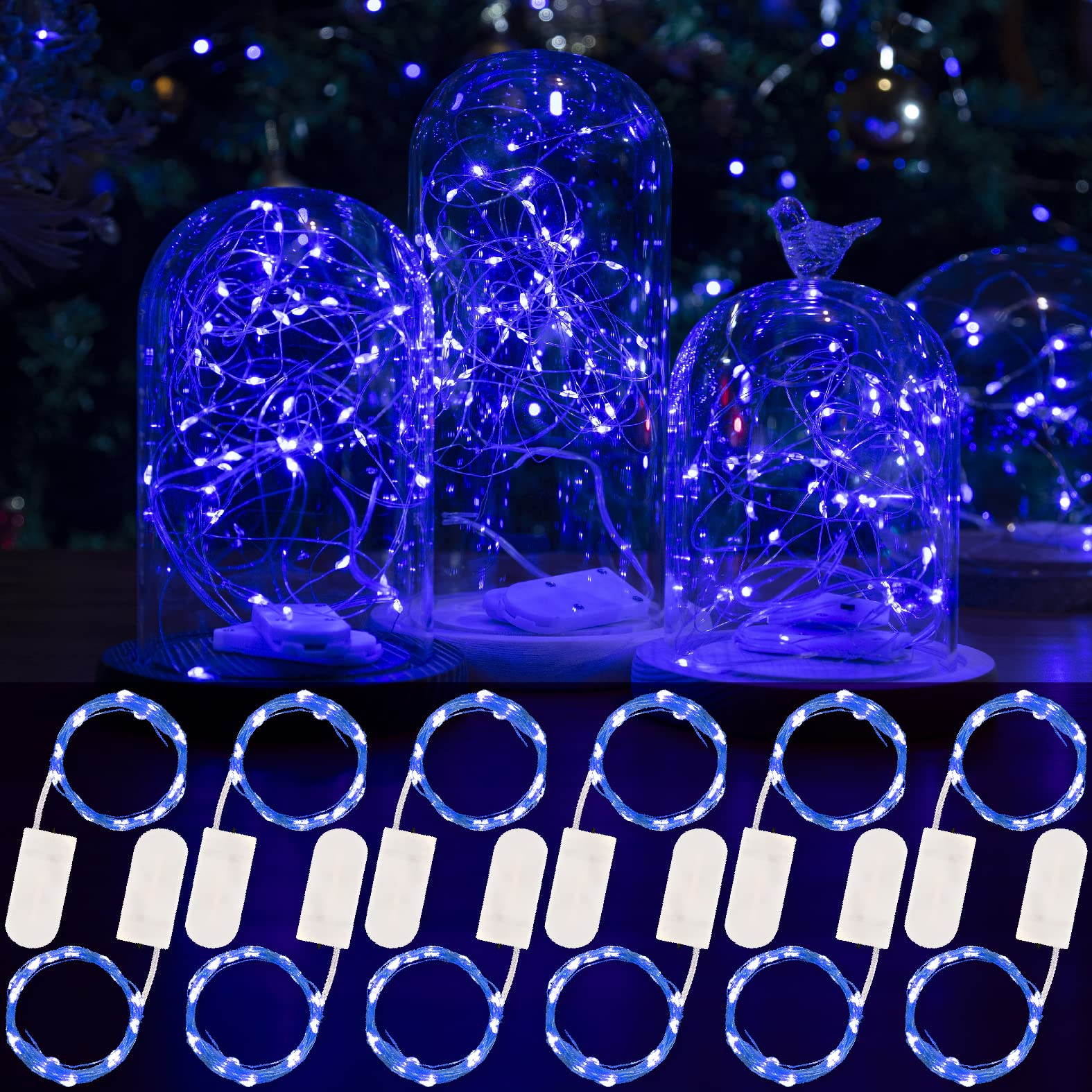 (4 Colors) 12 Pack Fairy Lights 7ft 20LED Mini Firefly Starry Lights