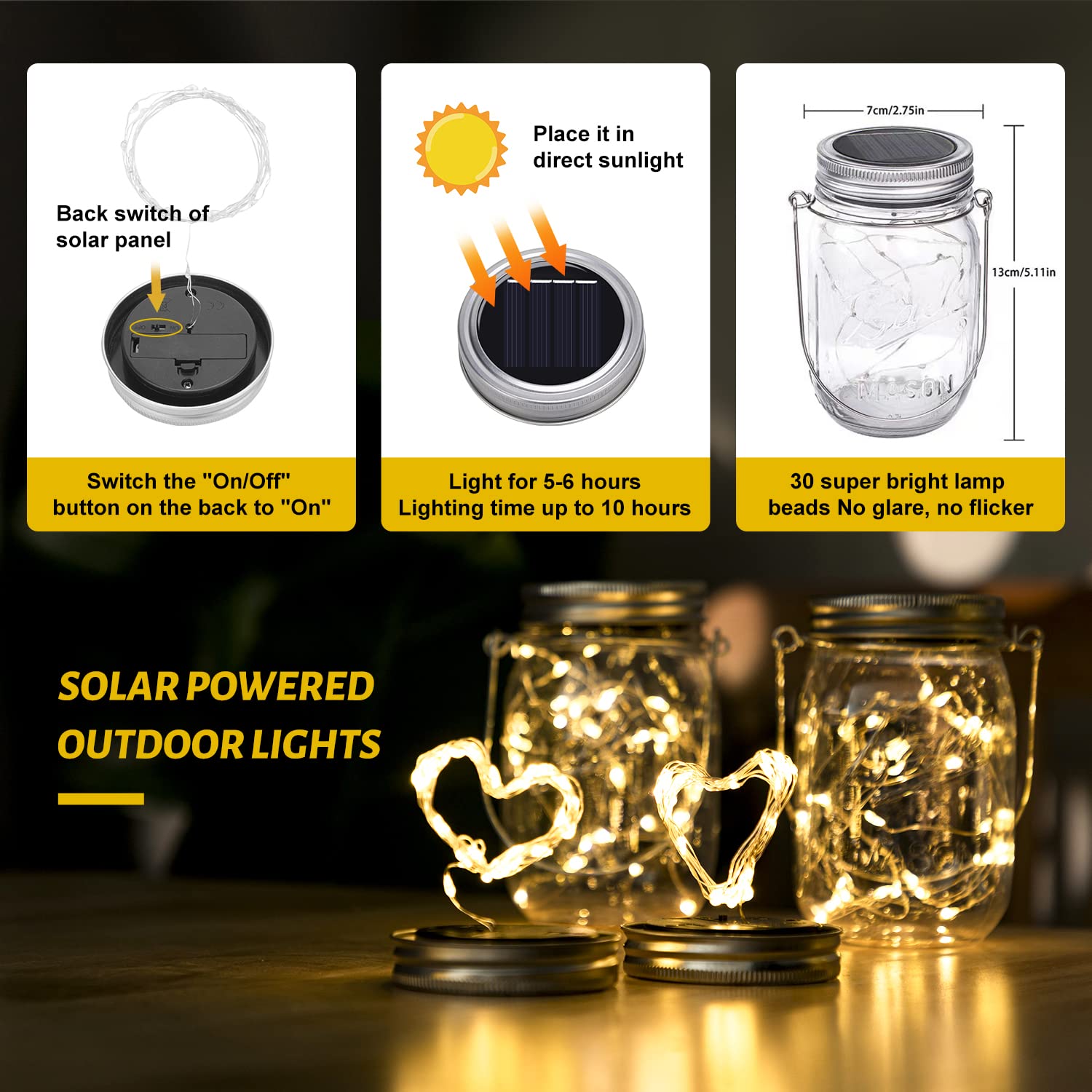 8 Pack Solar Mason Jar Lights