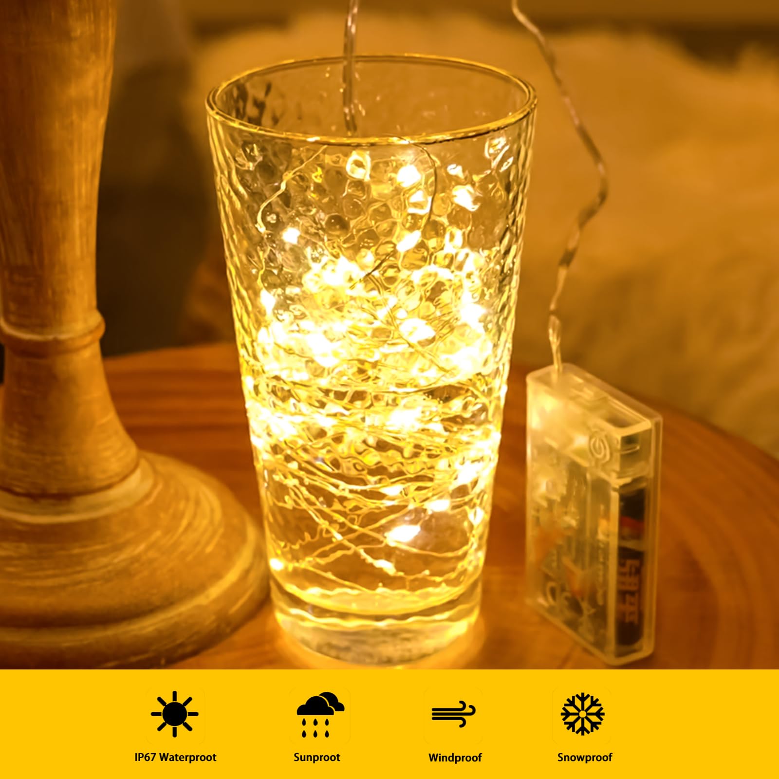 50LEDs Warm White Photo String Light 16.4Ft Fairy Light