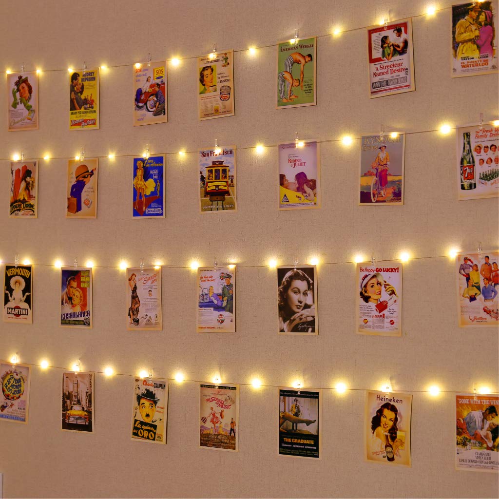100LEDs Warm White Photo Clips String Light 33Ft Fairy Light