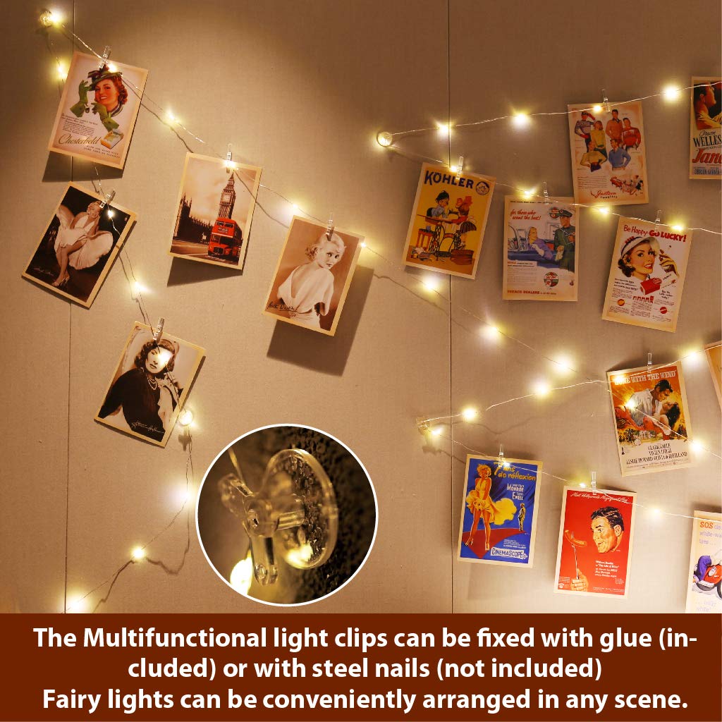 100LEDs Warm White Photo Clips String Light 33Ft Fairy Light