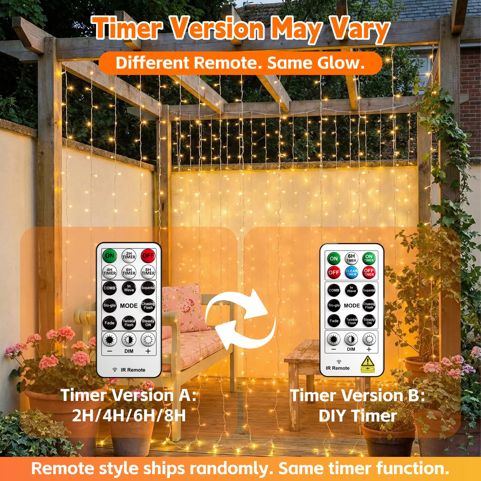 Curtain Light for Bedroom, 200LED 6.6x6.6ft Warm White Window Wall Hanging Fairy Curtain String Light, 8 Modes Remote Fairy String Lights Indoor for Wedding Party Home Garden Decorations