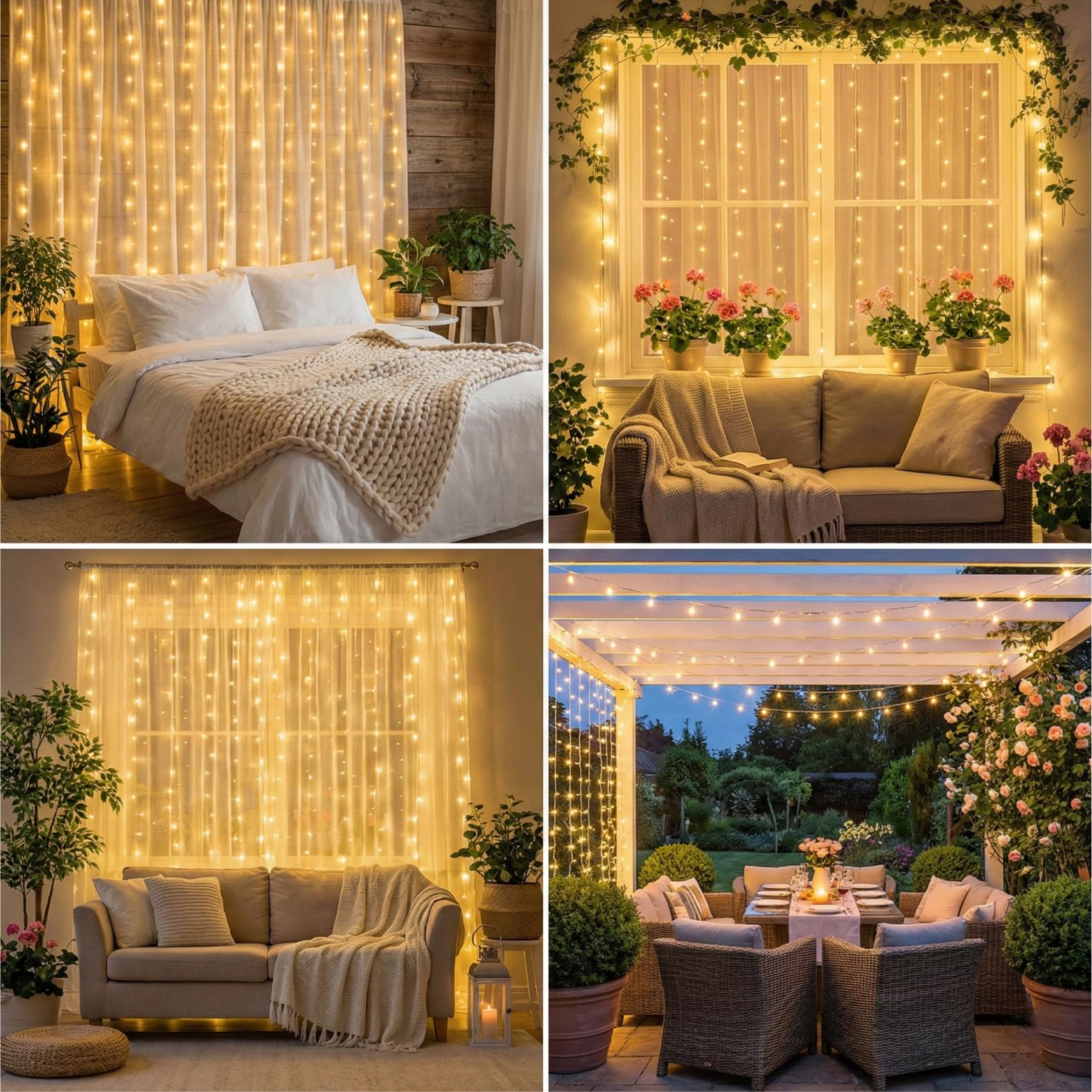 Curtain Light for Bedroom, 200LED 6.6x6.6ft Warm White Window Wall Hanging Fairy Curtain String Light, 8 Modes Remote Fairy String Lights Indoor for Wedding Party Home Garden Decorations