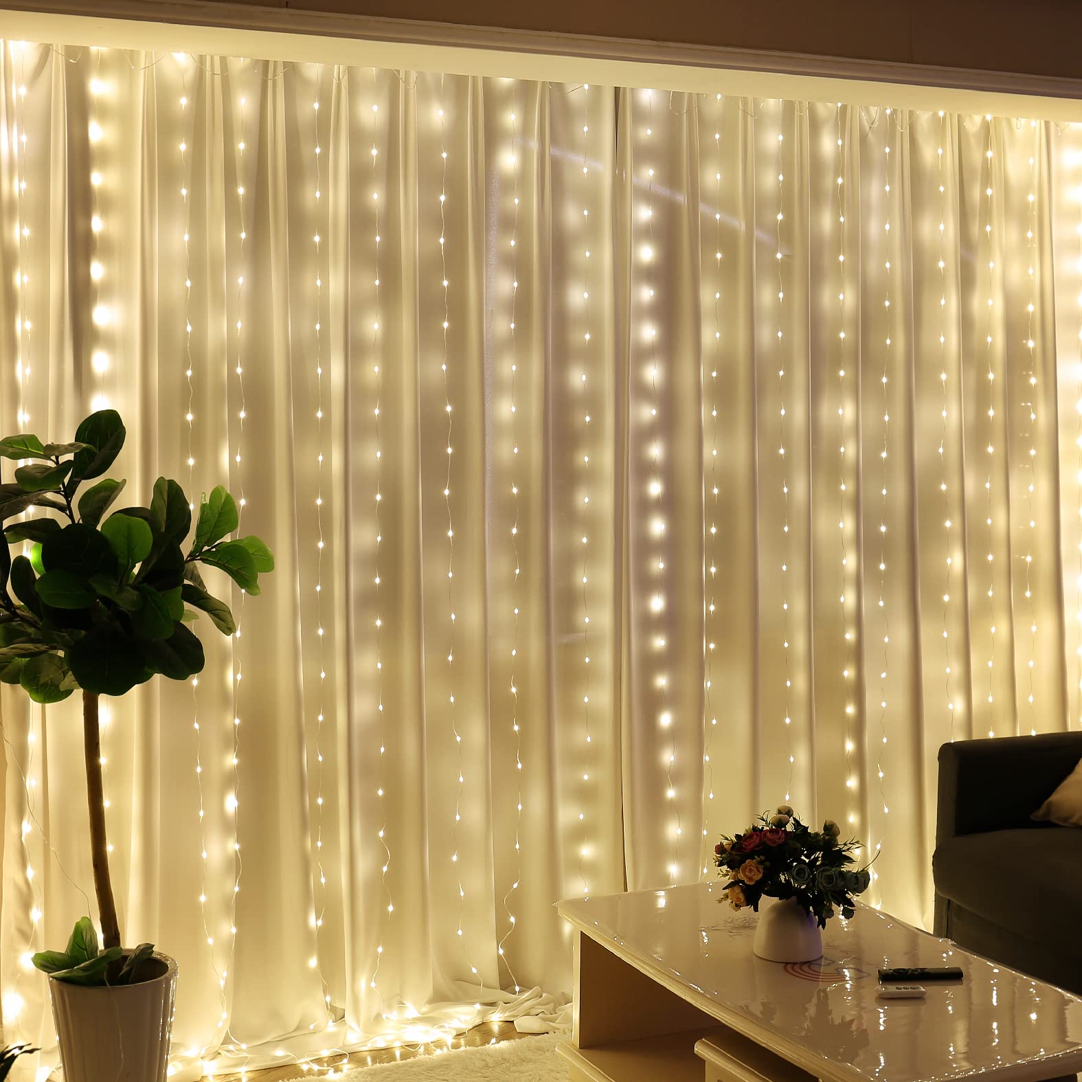 (6 Colors)300LEDs Fairy Curtain Lights Upgrade Untangled Wire
