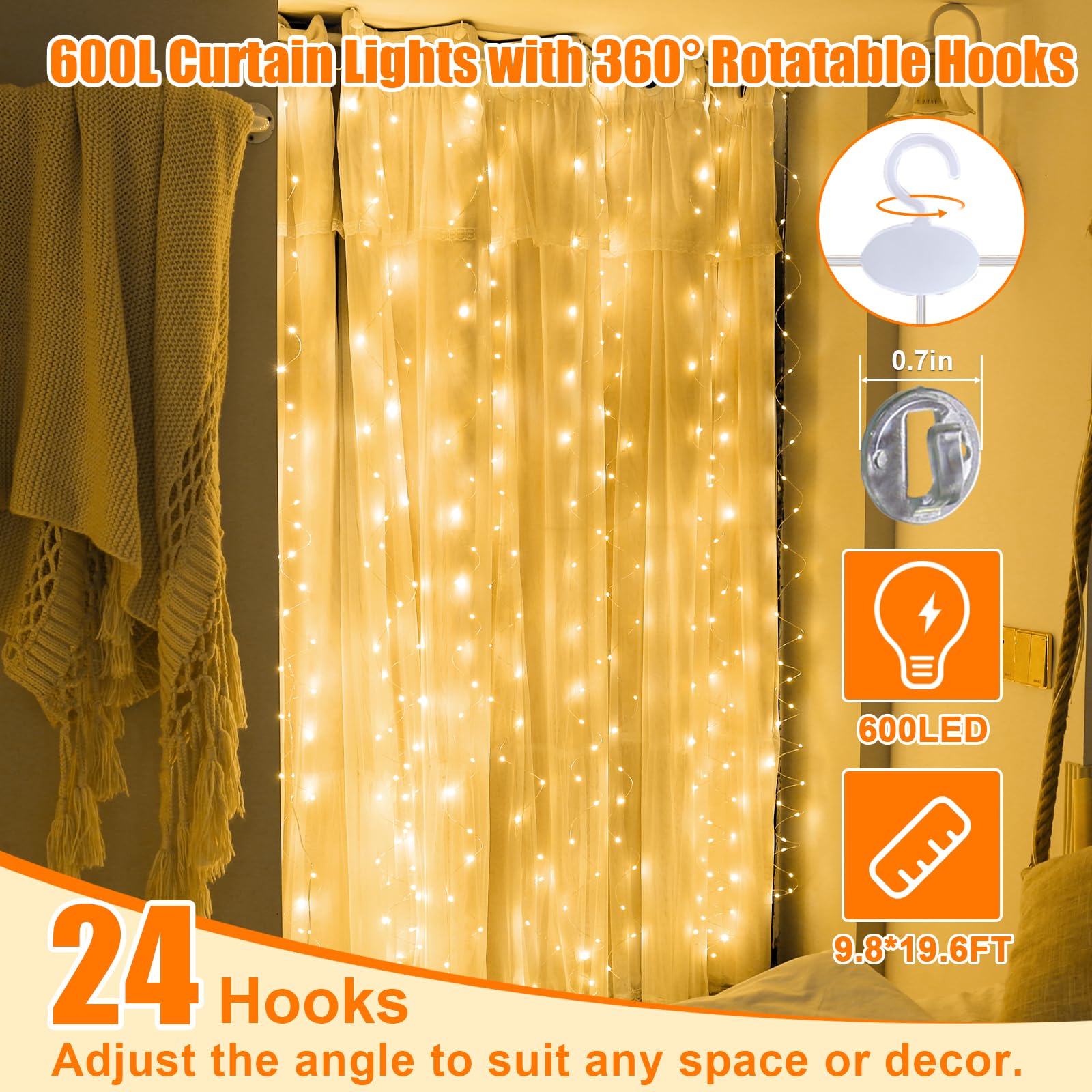 600LED Fairy Curtain Lights
