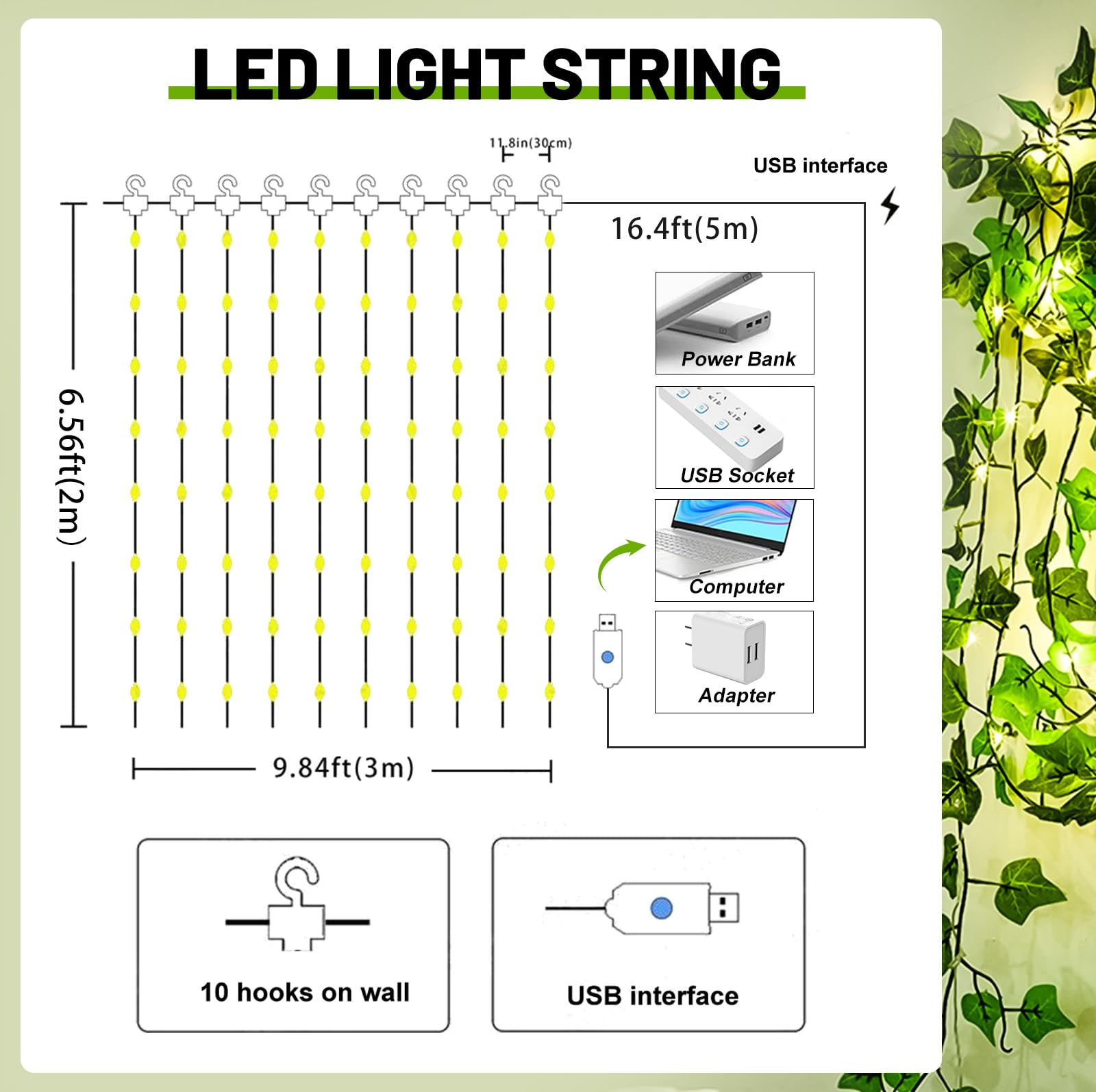12-Pack Faux Ivy Garlands