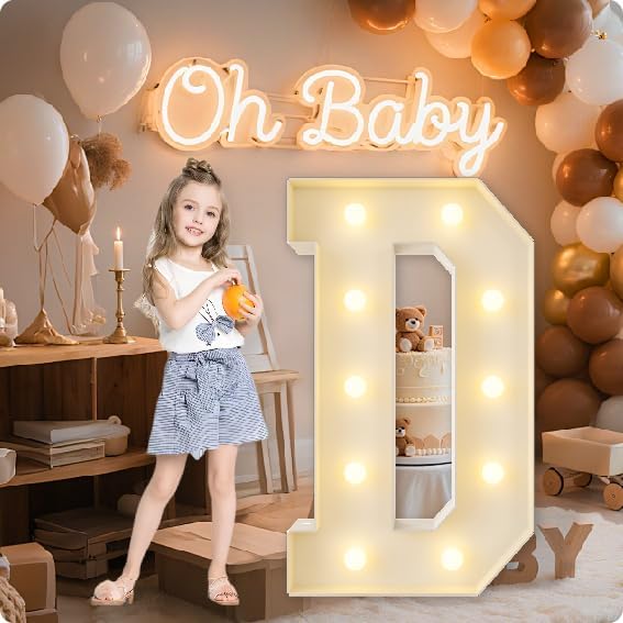 HXWEIYE Big Light Up Letters A，3FT Large Marquee Letters with lights, Mosaic Balloon Frame, Giant Baby Letter for baby shower Birthday Graduation Engagement Party Wedding Christmas Decor (Warm White)