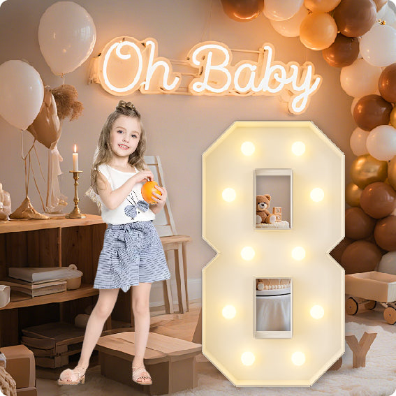 HXWEIYE Big Light Up Letters A，3FT Large Marquee Letters with lights, Mosaic Balloon Frame, Giant Baby Letter for baby shower Birthday Graduation Engagement Party Wedding Christmas Decor (Warm White)