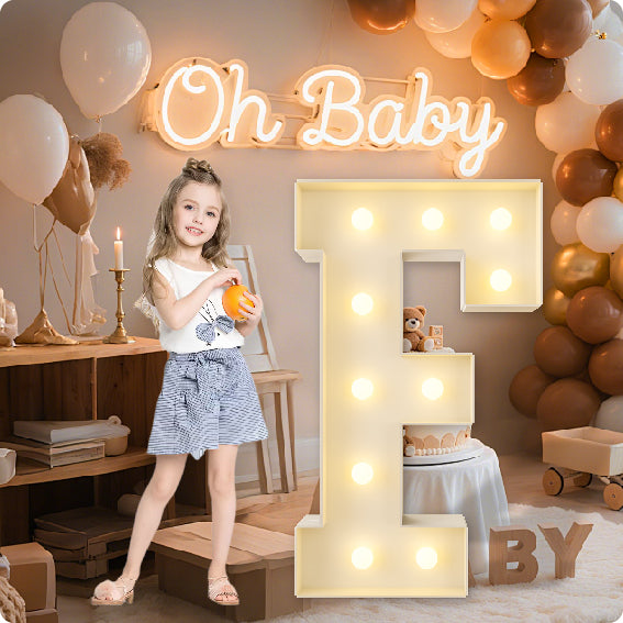 HXWEIYE Big Light Up Letters A，3FT Large Marquee Letters with lights, Mosaic Balloon Frame, Giant Baby Letter for baby shower Birthday Graduation Engagement Party Wedding Christmas Decor (Warm White)