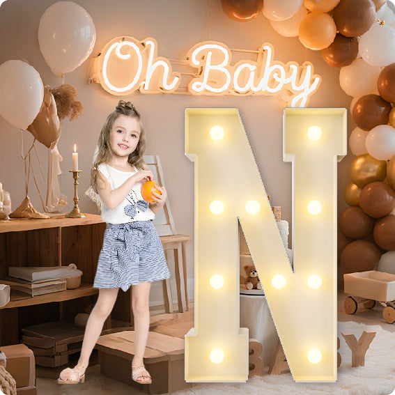 HXWEIYE Big Light Up Letters A，3FT Large Marquee Letters with lights, Mosaic Balloon Frame, Giant Baby Letter for baby shower Birthday Graduation Engagement Party Wedding Christmas Decor (Warm White)