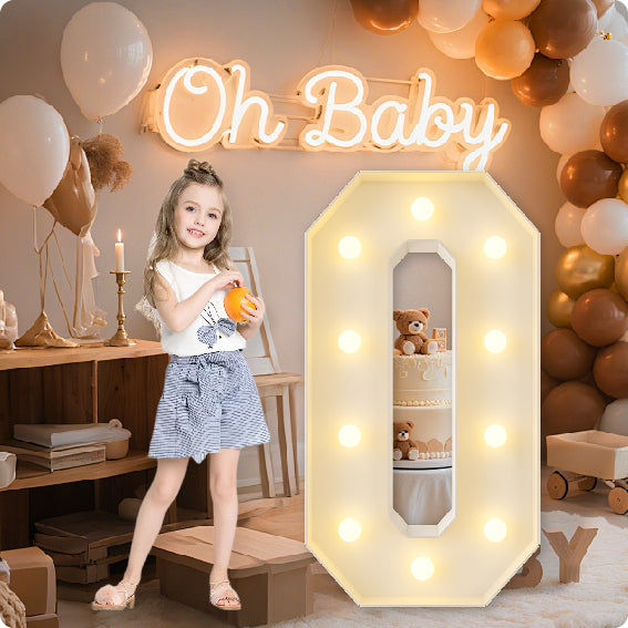 HXWEIYE Big Light Up Letters A，3FT Large Marquee Letters with lights, Mosaic Balloon Frame, Giant Baby Letter for baby shower Birthday Graduation Engagement Party Wedding Christmas Decor (Warm White)