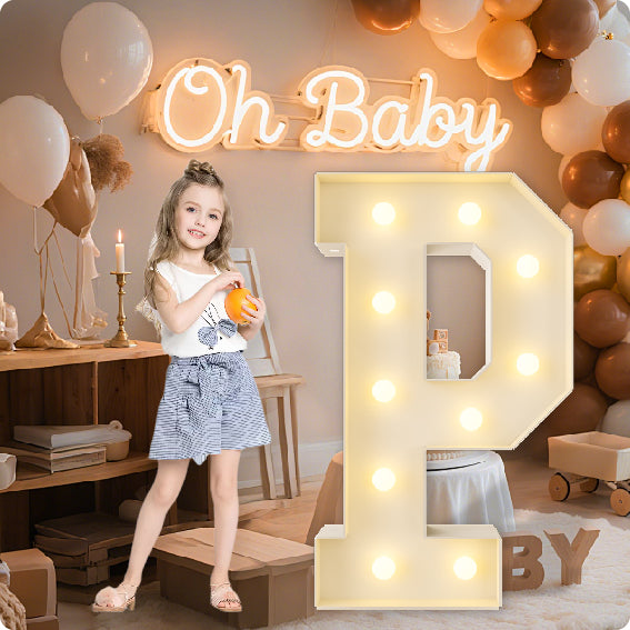 HXWEIYE Big Light Up Letters A，3FT Large Marquee Letters with lights, Mosaic Balloon Frame, Giant Baby Letter for baby shower Birthday Graduation Engagement Party Wedding Christmas Decor (Warm White)